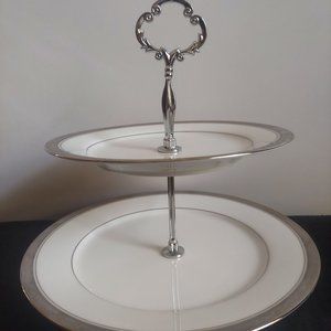 Noritake Crestwood Platinum 2-Tiered Serving Plate